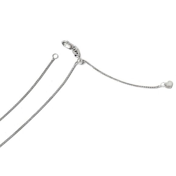 1mm 14k White Gold Adjustable Diamond Cut Wheat Chain, 30 Inch - Picture 1 of 5